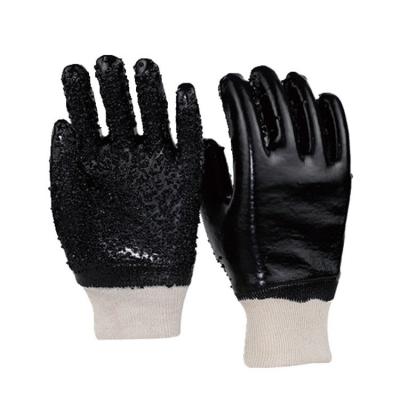 China Construction High Standard Occupational Safety Palm Protective Extra Granule PVC Dipped PVC To Work Coated Gloves for sale