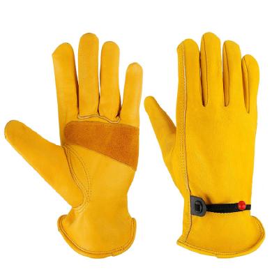 China High Quality Leather Adjustable Motorcycle Cow Grain Bands Wrist Safety Work Hand Riding Heavy Duty Gloves/Rigger Gloves/Working Gloves for sale