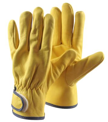 China Work Safety Anti Slip Goatskin Construction Builder Mechanics Wear Resistant Yellow Industrial Welder Drivers Heavy Duty Leather Gloves for sale