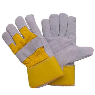 China Yellow Welding Full Fleece Lining Split Cow Leather Rigger Hand Safety Winter Keep Warming Work Gloves for sale