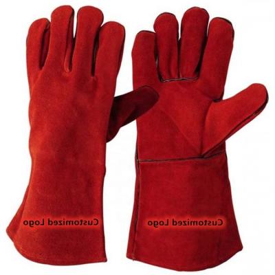 China Heavy Duty Work Customer Made Welding Gloves Winter Safety Hotsale Argon Warm Cow Heavy Duty Long Work MIG Split Leather Red Welding Gloves for sale