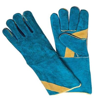 China Heavy Duty High Quality Palm Reinforced Welder New Style Safety Hand Green Leather Welding Gloves for sale