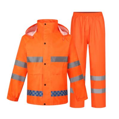 China Low Price Reflective Outdoor Water Proof High Visibility Hot Slot EN 343 Standard Working Safety Rainsuit With Hood for sale