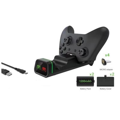 China Dual Charging Dock With Mirco Adapter Battery Pack Battery Cover For Xbox One Slim / Xbox One X Controller Charger Station TYX-19058 for sale