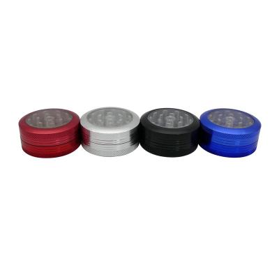 China JC8230B-2 6063 Aircraft Aluminum Herb Grinder 48mm Herb Grinder Knob 2parts Grinder Accessories High Quality Herbal Aluminum Clear Lid Grinder Herb Grinder for sale