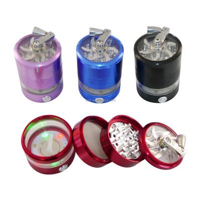 China Wholesale Aircraft Aluminum 6063 JC8272 63mm Crank 5 Parts Weed Grinder Herb Grinder With Led Light And Window Weed Grinder Smoking Accessories for sale