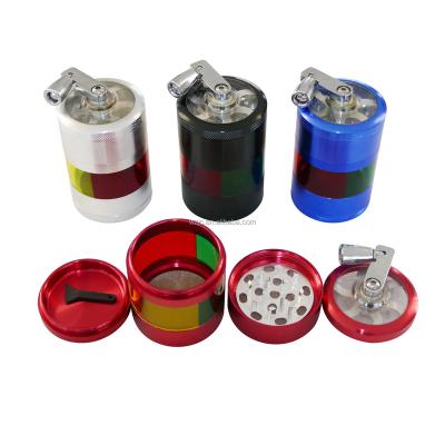 China JC8276-6 High Quality Crank Metal Aluminum Herb Grinder Accessories 50mm Crank CNC Aluminum Herb Grinder 6part With Window for sale