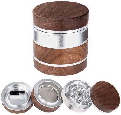 China JC7028 CNC Aluminum Herb Grinder High Quality Wood Herb Grinder Accessories Walnut Aluminum Herb Grinder For Hobby Places for sale