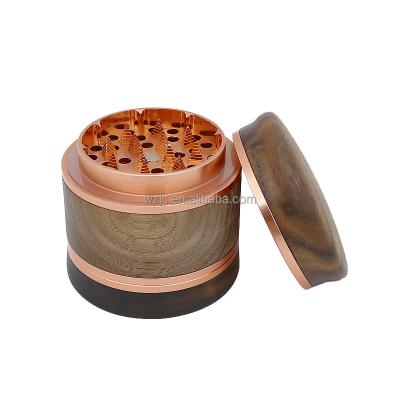 China 6063 JC7032B Aluminum 6063 JC7032B Aircraft Grinder 65MM Accessories 4pieces Wooden Herbal Aircraft Grinder Nuts Herb Grinder With Custom Logo for sale