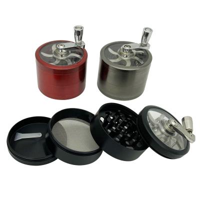 China Zinc JC8248-4 Lighting Style 4 Part 63mm Zinc Herb Grinder Weed Grinder Metal Crank Herb Grinder Smoking Accessories for sale