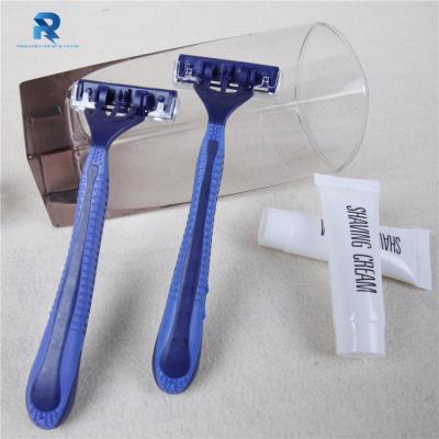 China Comfortable Triple Blade Lubricate Strip To Handle Swivel Head Men's Safety Shaving Razor for sale