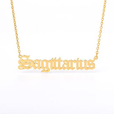 China TRENDY Stainless Steel 18K Gold Plated Women's Zodiac Letter Pendant Necklace for sale