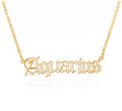 China FASHIONABLE Zodiac Letter CZ Rhinestone Pendant Necklace for sale