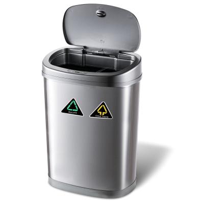 China Sustainable High Quality 30L Two Compartments Recycle Automatic Bin Sensor Waste Bin for sale