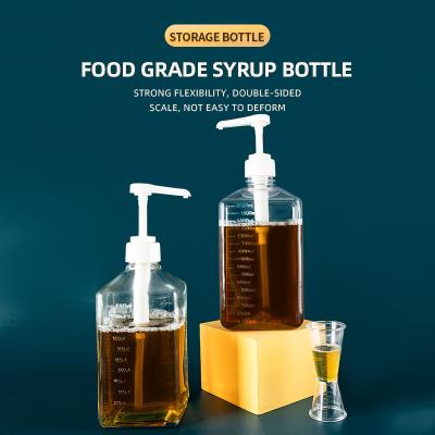 China Special Plastic Extrusion Glass Bottle Fructose Squeeze Flask Sugar Syrup Bottle For Milk Tea Shop Quantitative Squeezing Head for sale