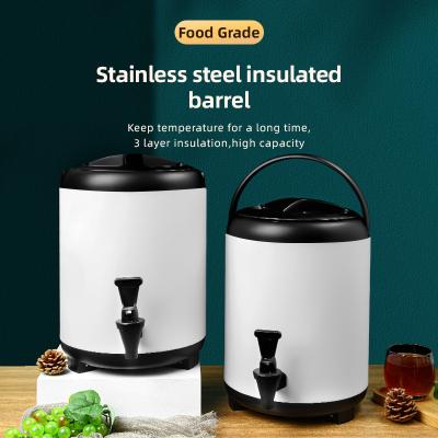 China 6L 8L 10L 12L Pail Insulation Stainless Steel Commercial Milk Tea Barrel With Faucet Milk Tea Barrel for sale