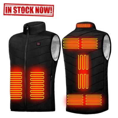 China Anti-Shrink IN STOCK 4 Heating 9 Zones Heated Outdoor Temperature Control Winter Vest USB Charging Vest Heating Clothes Heated Vest for sale