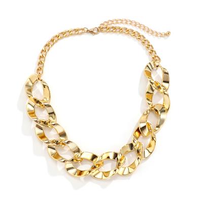 China Custom Thick Aluminum Gold Plated Gold Plated Gold Chain Necklace Jewelry Hot Selling Geometric Single Layer Short Necklace for sale