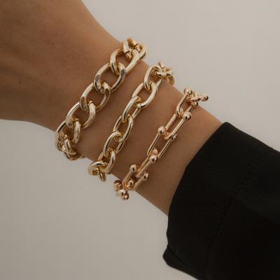 China Amazon Christmas Hip Hop Metal Cool Aluminum Chain Hot Selling Multi-element Thick Chain Bracelet for sale