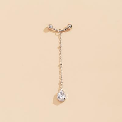 China Hot Selling Fashion Trend Personality Eyebrow Studs Manufacturers Fake Stone Tassel Eyebrow Female Punk Single Ball Pendent Piercing Jewelry for sale