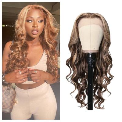 China Body Wave high quality perruques-naturel cheveux humain luxury party  honey brown  pre pluck cuticle aligned lace frontal wig for sale