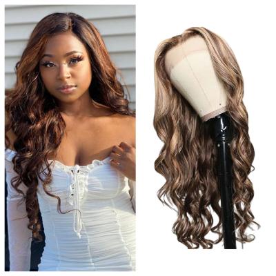 China Body Wave wholesale xuchang wigs 40 inch honey brown wavy original humane thin invisible lace wigs highlighted 100 percent human hair wigs for sale