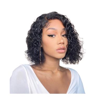 China Body Wave Transparent  13x4Hd Lace Frontal WigVirgin Brazilian  short   water  wave  Human Hair wig with baby hair for sale