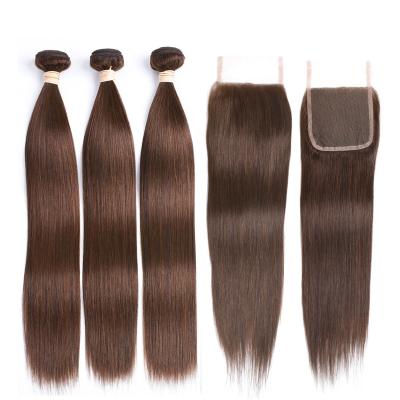 China Kinky Curl Wholesale Light Brown Bundles Straight Hair Bundle Weave Brazilian Human Hair Extension Brown Color Remy Bulk for sale