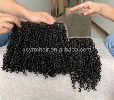 China Kinky Curl pixie curly closures only human hair extensions hd lace front for black women with Virgin brazilian human hair wigs for sale