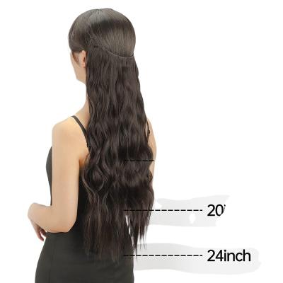 China The invisible wire hair extension without clips Invisible Wire Hair Extensions Black Wavy Curly Long Synthetic Hairpiece Heat Resistant Fiber No Clip for sale