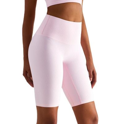 China Breathable Most Popular Five Point Fitness Short Pants No Bare Shorts Yoga T-Line Ribbed Shorts Yoga Shorts for sale