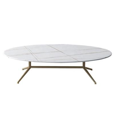 China Easy Clean Minimalist Modern Club Lobby Modern Simple Hotel Lobby Table Tea Room Table Oval Edge Table for sale