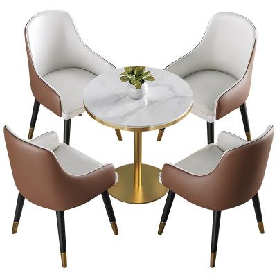 China Nordic modern luxury modern marble top round dining table coffee table desk and chair combination and chair set business negotiation for sale