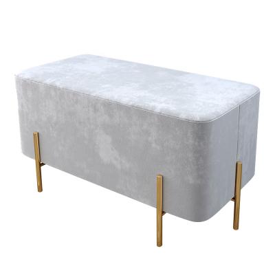 China Comfortable Luxury Furniture Living Room Sneak Pink Velvet Shoes Change Bed End Bench Ottoman Stool for sale