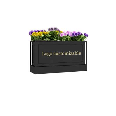 China Cafe outdoor minimalist rectangular decorative slot flower square commercial street iron flower box stand for sale