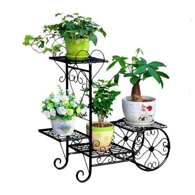 China Traditional Easy Assembly Balcony Iron Flower Stand European Indoor Flower Pot Rack for sale