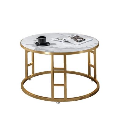 China Nordic modern round marble tea table combination round storage furniture metal creative lightweight luxury coffee tables for sale