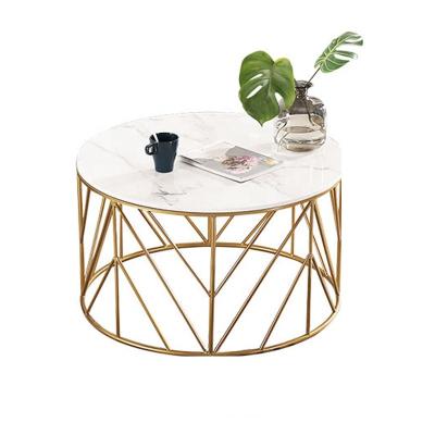 China Nordic modern round marble tea table combination around storage furniture metal creative lightweight luxury coffee table for sale