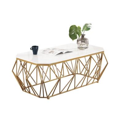 China Modern Nordic Modern Marble Top Luxury Metal Round Shape Coffee Side Table Chipboard Stone Tables for sale