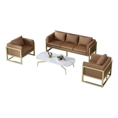 China Nordic Modern Business Reception Combination Coffee Table Sofa Office Living Room Leather Sofa Chair for sale