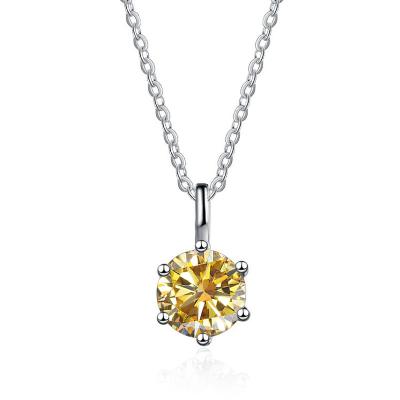 China LADY Vintage GEMS Style 1 Carat S925 Sterling Sliver Party Necklace For Female Cute Water Drop Shape Moissanite Pendant Necklace for sale