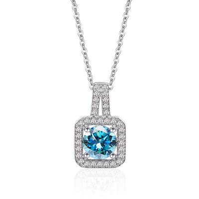 China LADY CLASSIC 2023 GEMS Classic Multi Colors 1 Carat Square Shape Necklace For Women 925 Silver Fine Jewelry Moissanite Pendant Necklace for sale