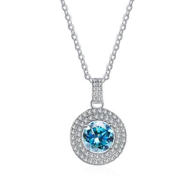 China CLASSIC LADY Classic GEMS Style 1 Carat Moissanite Pendant Necklace For Women Party Necklace S925 Sterling Silver Round Shape Birthday for sale