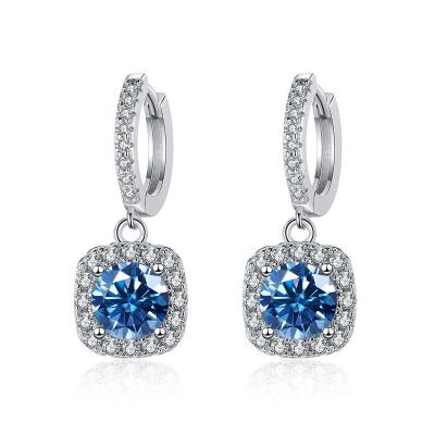 China 1CT green color silver blue moissanite earring for charm lady custom color 925 sterling silver jewelry passage diamond tester for sale