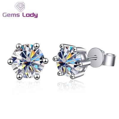 China Romantic LADY Romantic Stud Earrings S925 Sliver Classic Design GEMS and Moissanite Jewelry With Round Shape For Gifts Party Birthday for sale