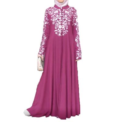 China Plus-size Middle Eastern 100% Polyester Dubai Abaya Muslim Women's Dress Fashion Casual Big Swing Dress Loose for sale