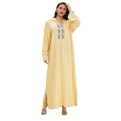 China Dubai Muslim Women's Pajamas Robe Fashion Casual Dress Embroidery 100% Embroidery Swing Dress Large Middle East Abaya Plus Size for sale