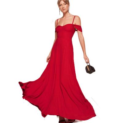 China New Off The Shoulder Summer Lady Breathable Elegant Fabrics Wedding Soild Colors Long Maxi Sleeveless Women Bridesmaid Dresses for sale