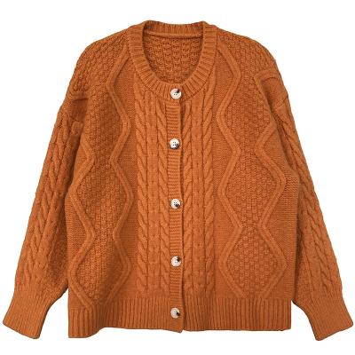 China Hot Sale Fashion Breathable Good Quality New Retro Drop Shoulder Knitting Autumn Winter Braiding Cardigans For Lady Women Sweaters Tops for sale