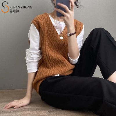 China Other sweater woman than female knit main vest vest 2022 spring summer vintage v-neck pattern new casual fashion comfortable braiding blue for sale